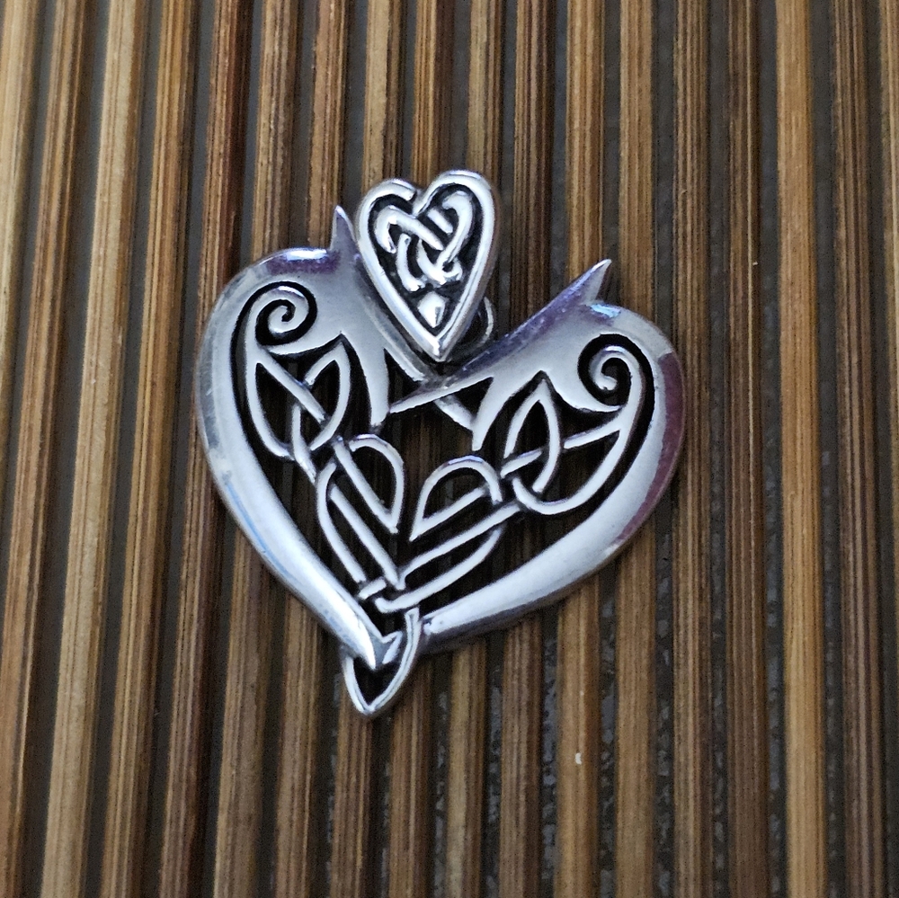 925 Celtic Heart Silver Pendant (Vintage) - Picture 3 of 10